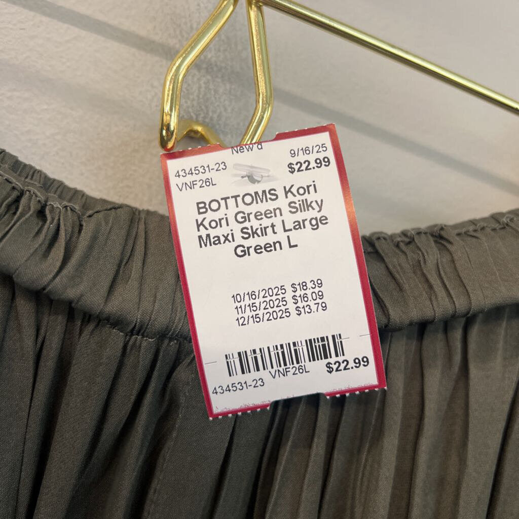 Kori Green Silky Maxi Skirt Large