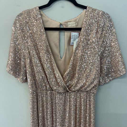 Altar'd State Rose Gold Sequin Short Sleeve Maxi Dress Medium