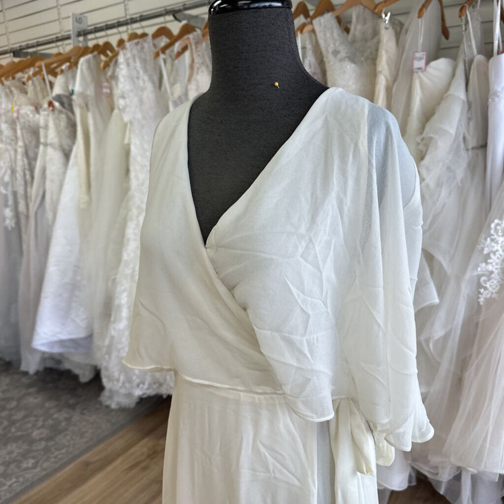 Mod Cloth Ivory Flounce Top Wrap Long Formal Dress Medium