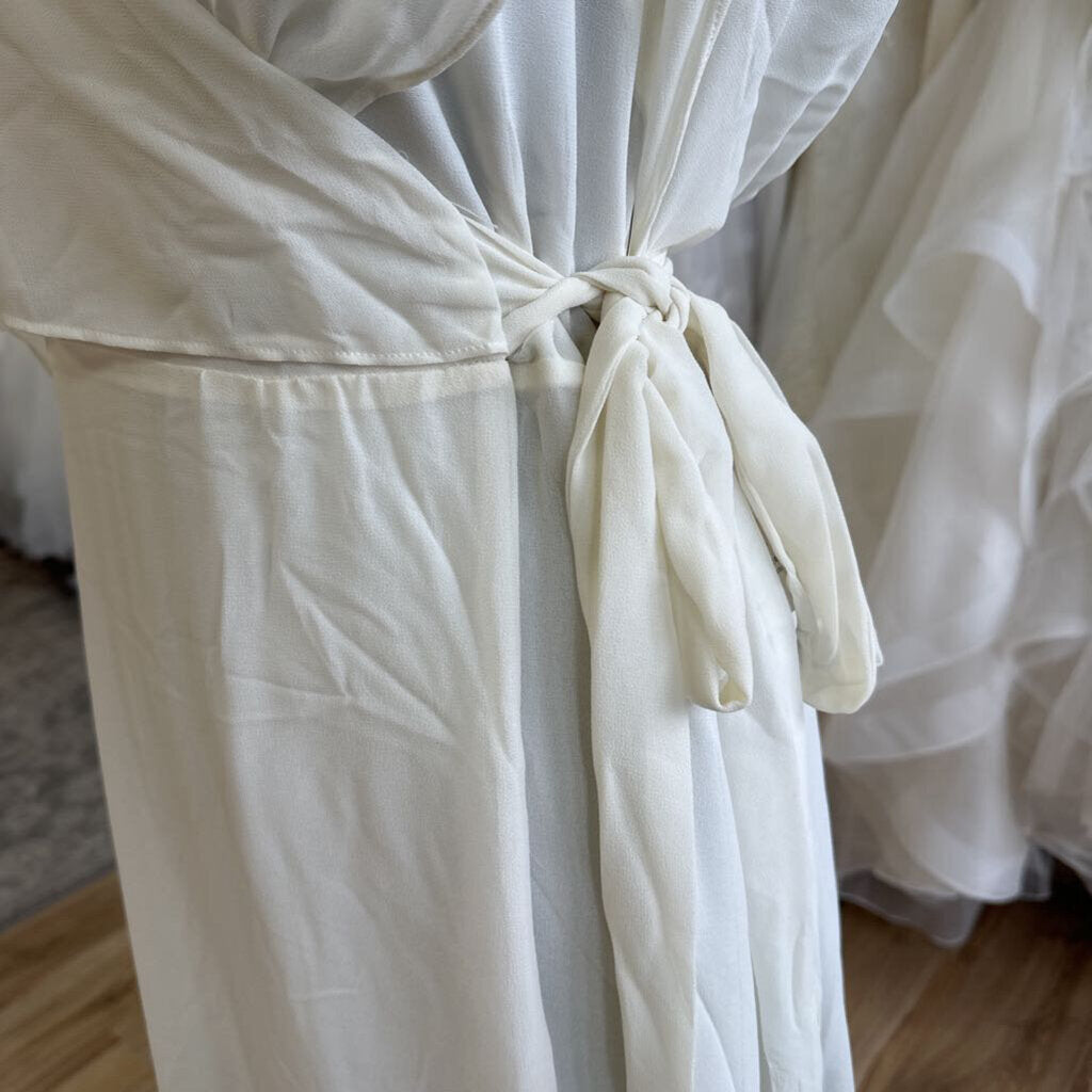 Mod Cloth Ivory Flounce Top Wrap Long Formal Dress Medium