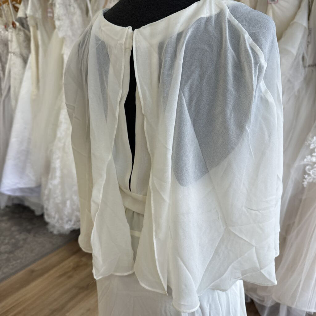 Mod Cloth Ivory Flounce Top Wrap Long Formal Dress Medium