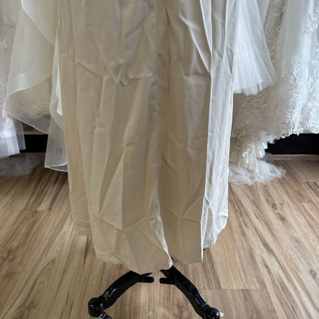 ShallWe Light Gold Lace Long Sleeve Top Long Formal Dress Small