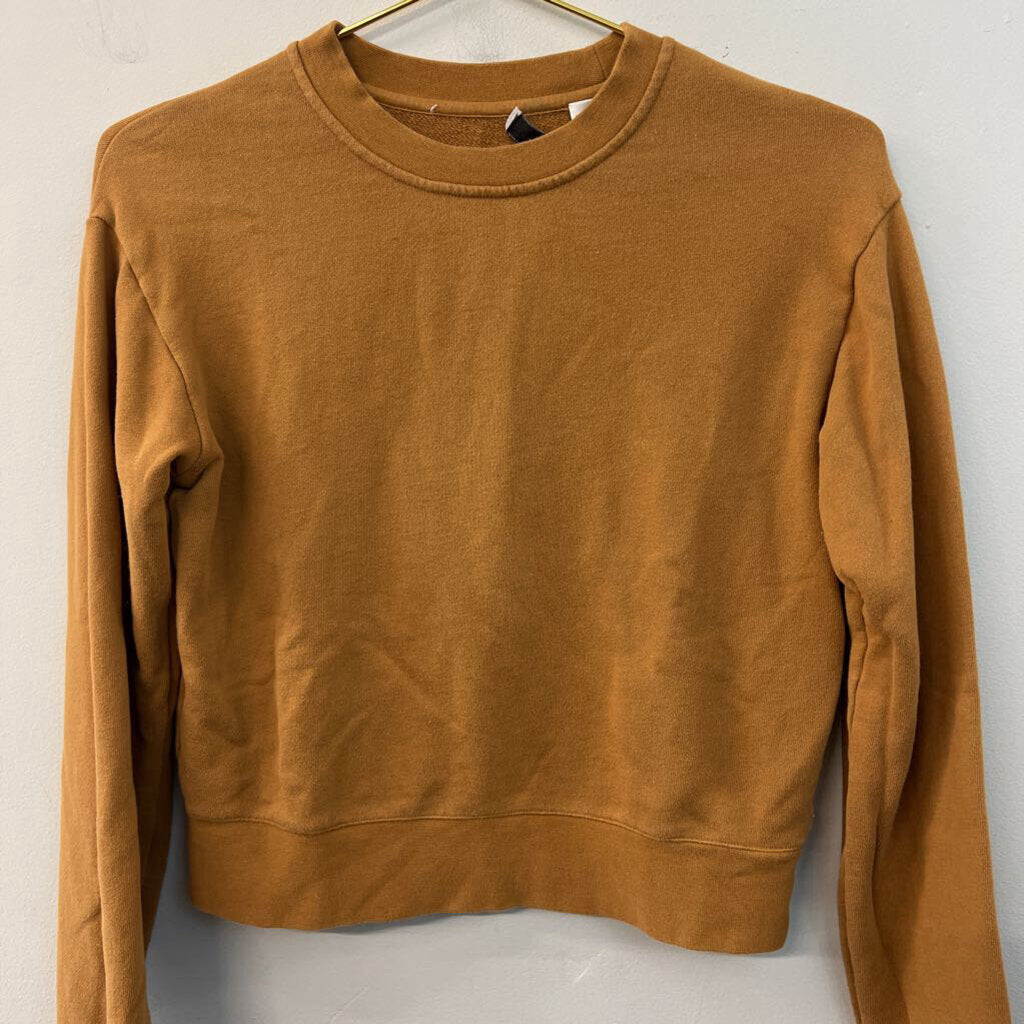 Vince Brown Cropped Crewneck Top Extra Small