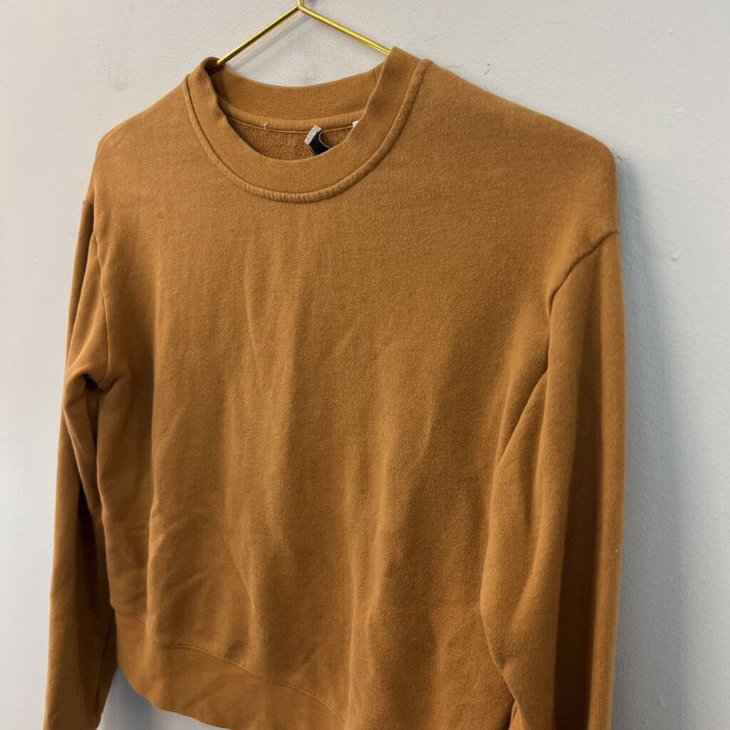 Vince Brown Cropped Crewneck Top Extra Small