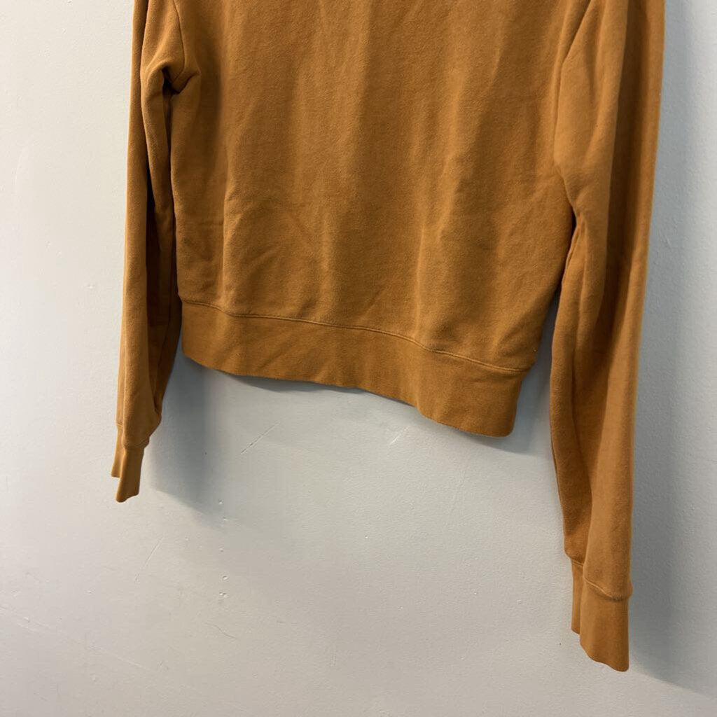Vince Brown Cropped Crewneck Top Extra Small
