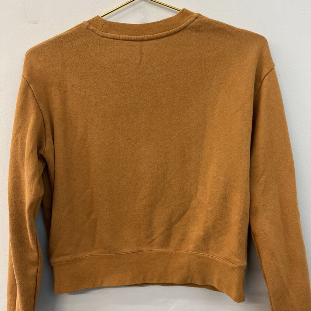 Vince Brown Cropped Crewneck Top Extra Small