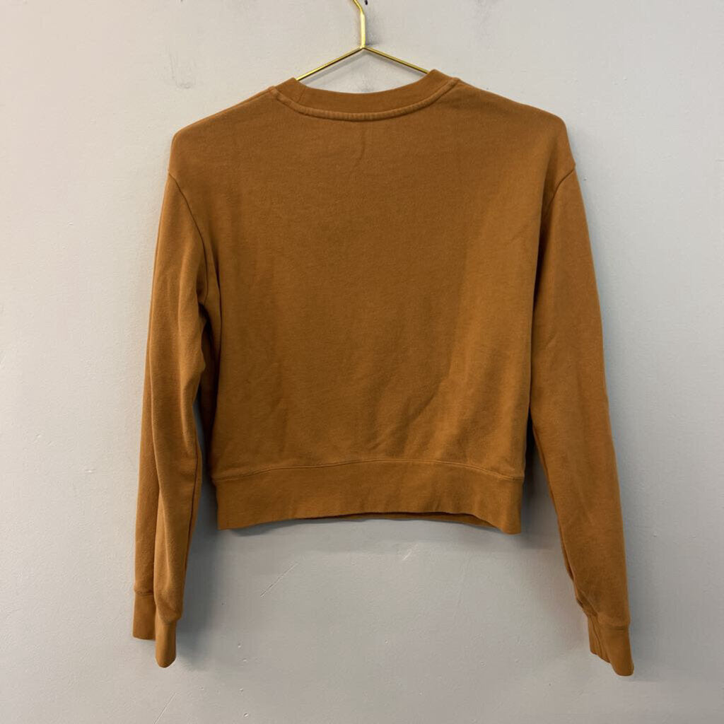 Vince Brown Cropped Crewneck Top Extra Small