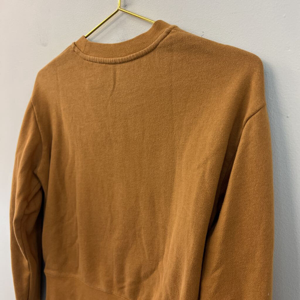 Vince Brown Cropped Crewneck Top Extra Small