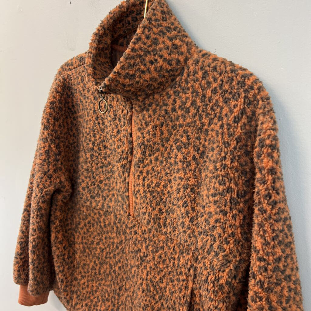 Billa Bong Brown Cheetah Print Sherpa Pullover Extra Small