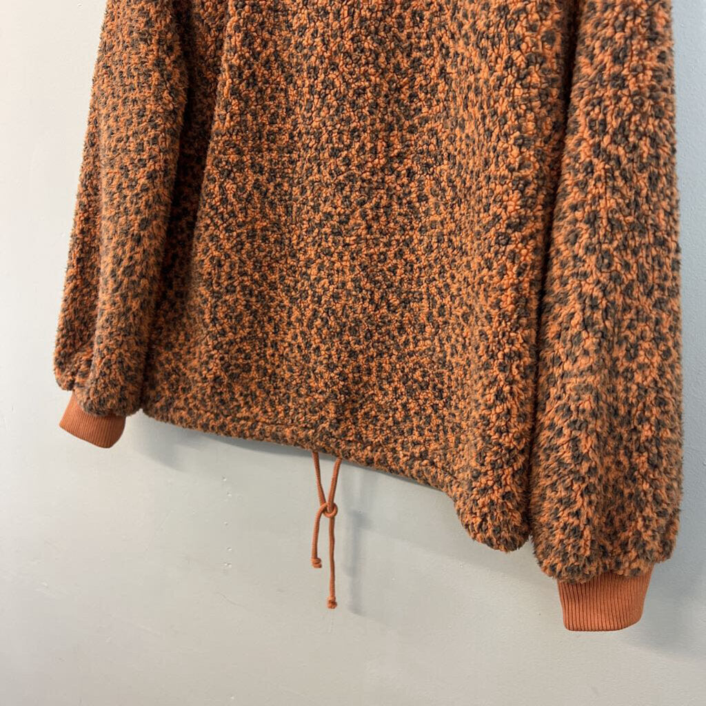 Billa Bong Brown Cheetah Print Sherpa Pullover Extra Small