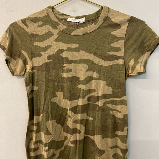 Rag and Bone Green Camo Print Short Sleeve Top XXS