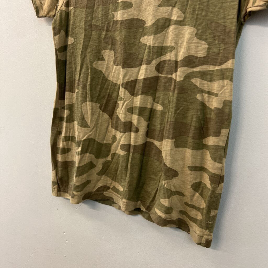 Rag and Bone Green Camo Print Short Sleeve Top XXS