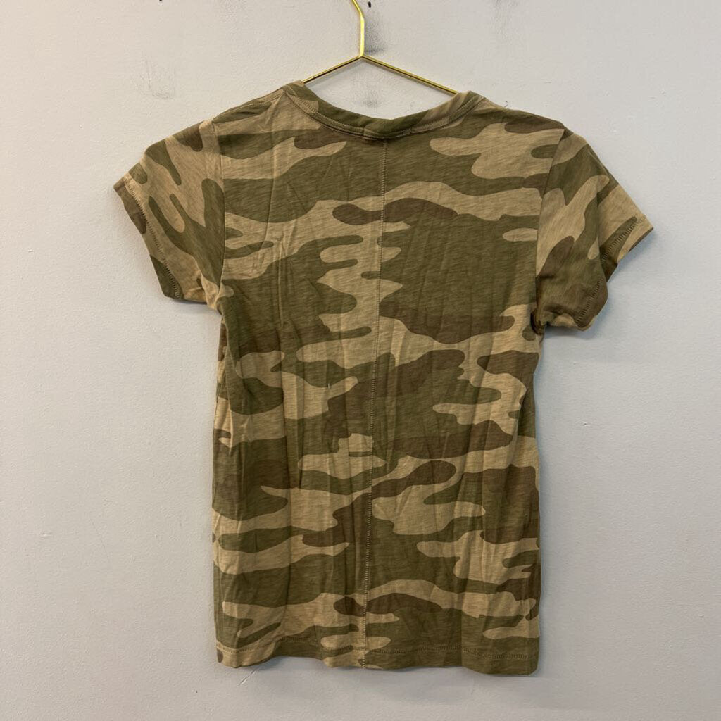Rag and Bone Green Camo Print Short Sleeve Top XXS
