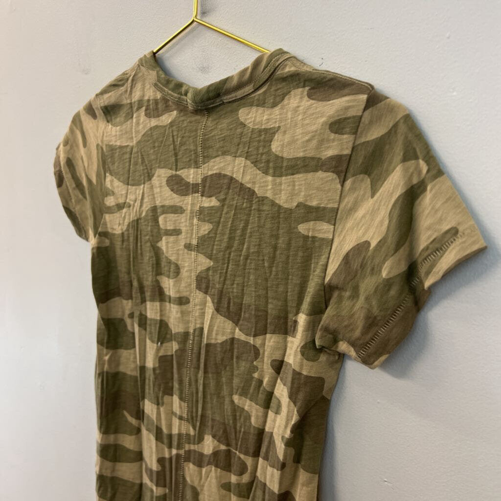 Rag and Bone Green Camo Print Short Sleeve Top XXS
