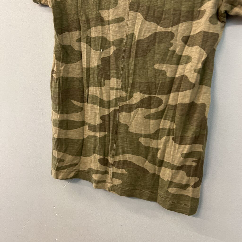 Rag and Bone Green Camo Print Short Sleeve Top XXS