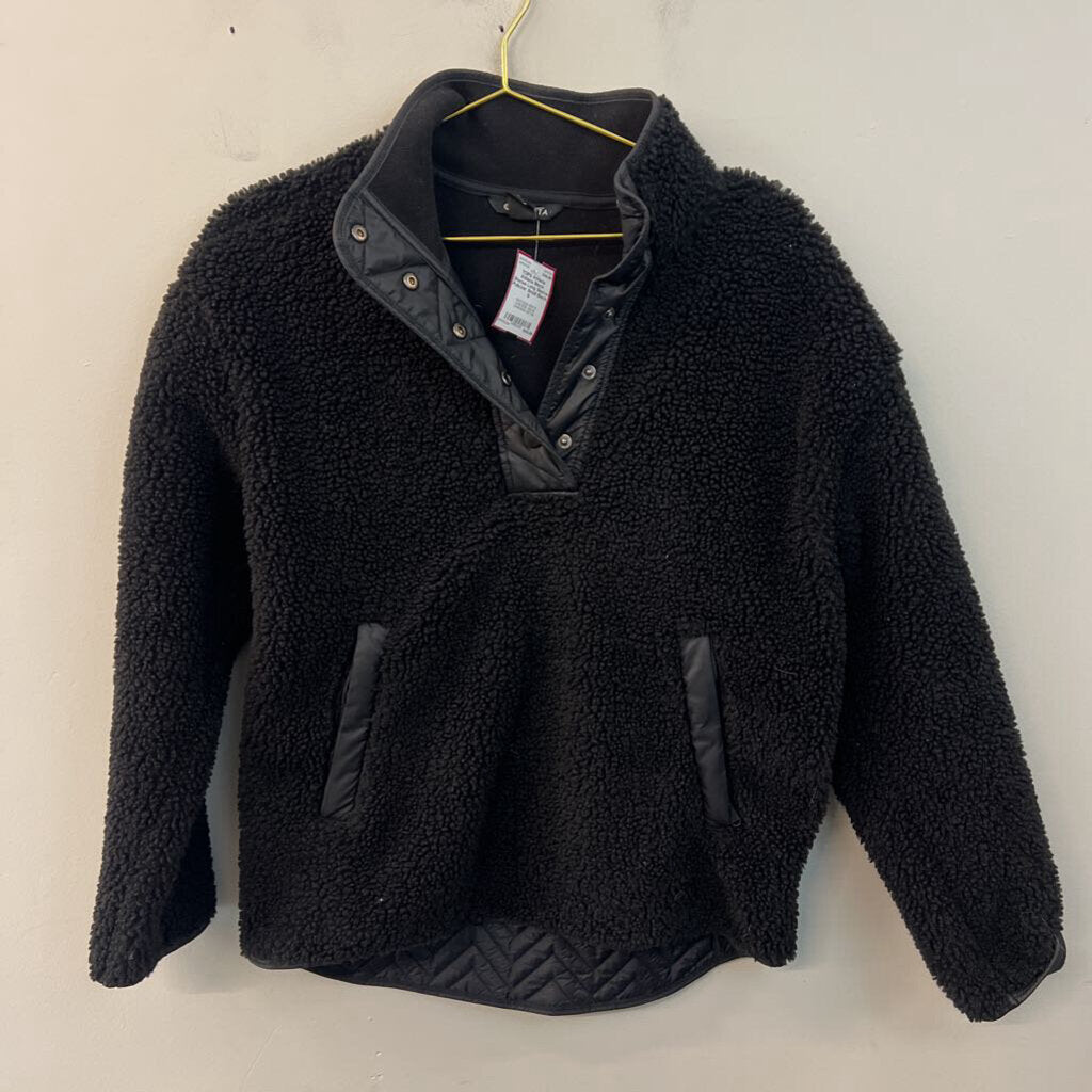 Athleta Black Sherpa Long Sleeve Pullover Small