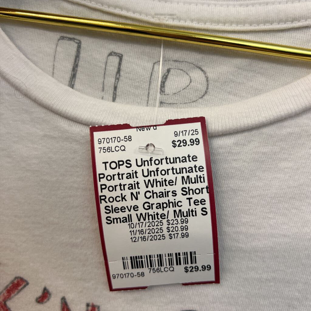 Unfortunate Portrait White/ Multi Rock N' Chairs Short Sleeve Graphic Tee Small