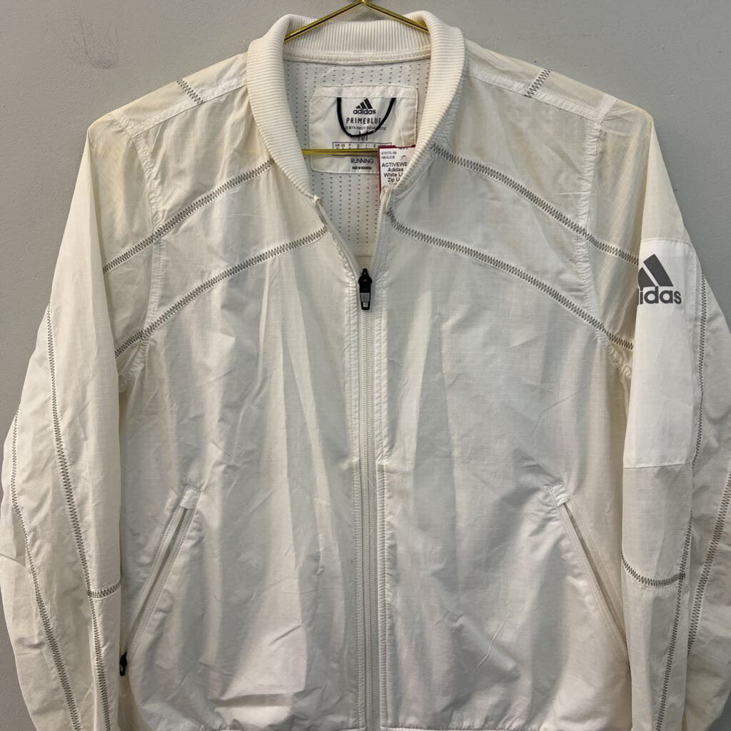 Adidas White Lightweight Zip Up Running Jacket Medium