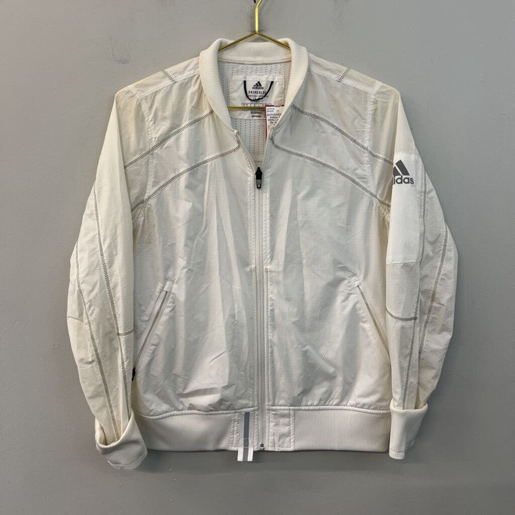 Adidas White Lightweight Zip Up Running Jacket Medium