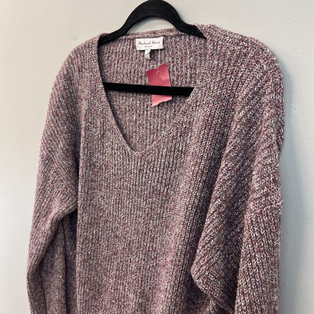 Michael Stars Purple Knit Long Sleeve Sweater Top Small