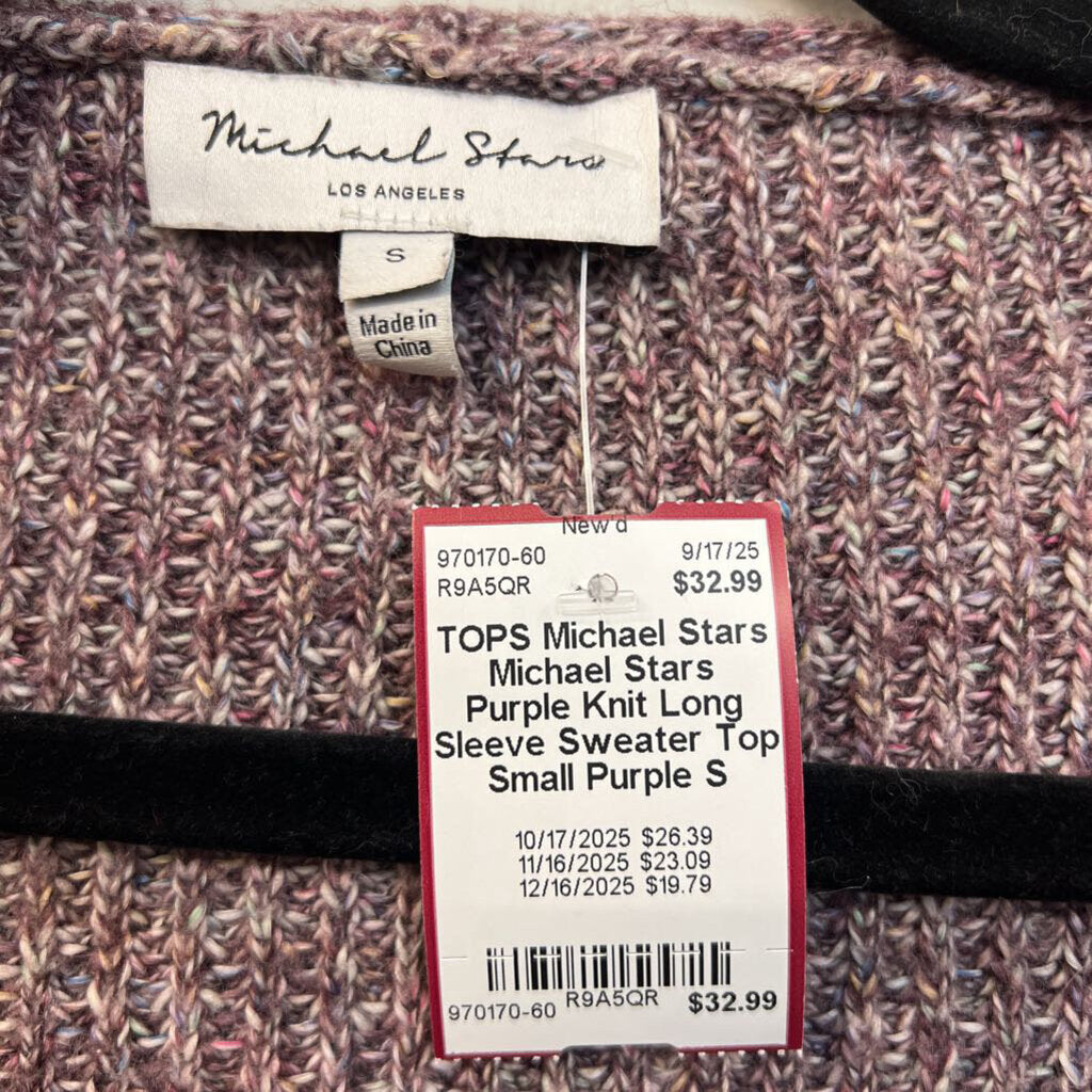 Michael Stars Purple Knit Long Sleeve Sweater Top Small