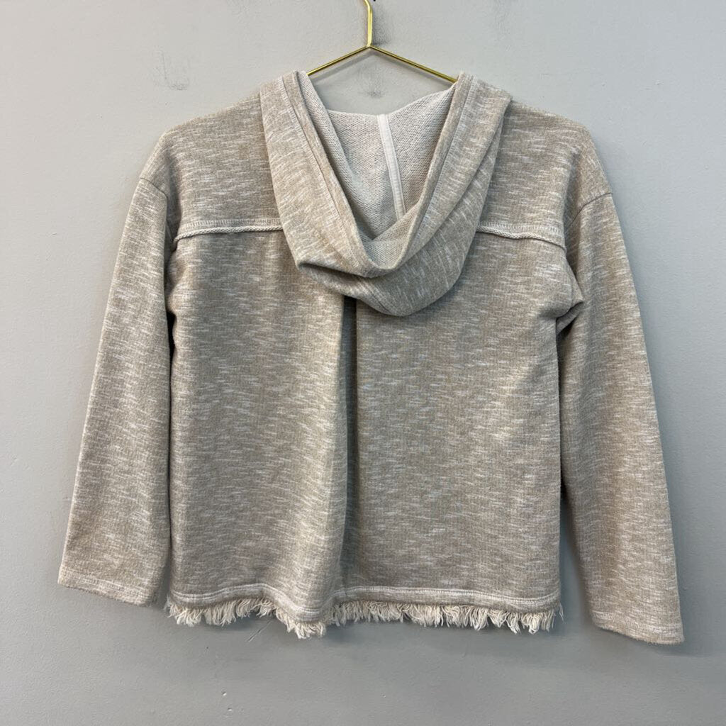 Lucky Brand Beige/ Gold Thread Star Detail Cropped Hooded Pullover Large