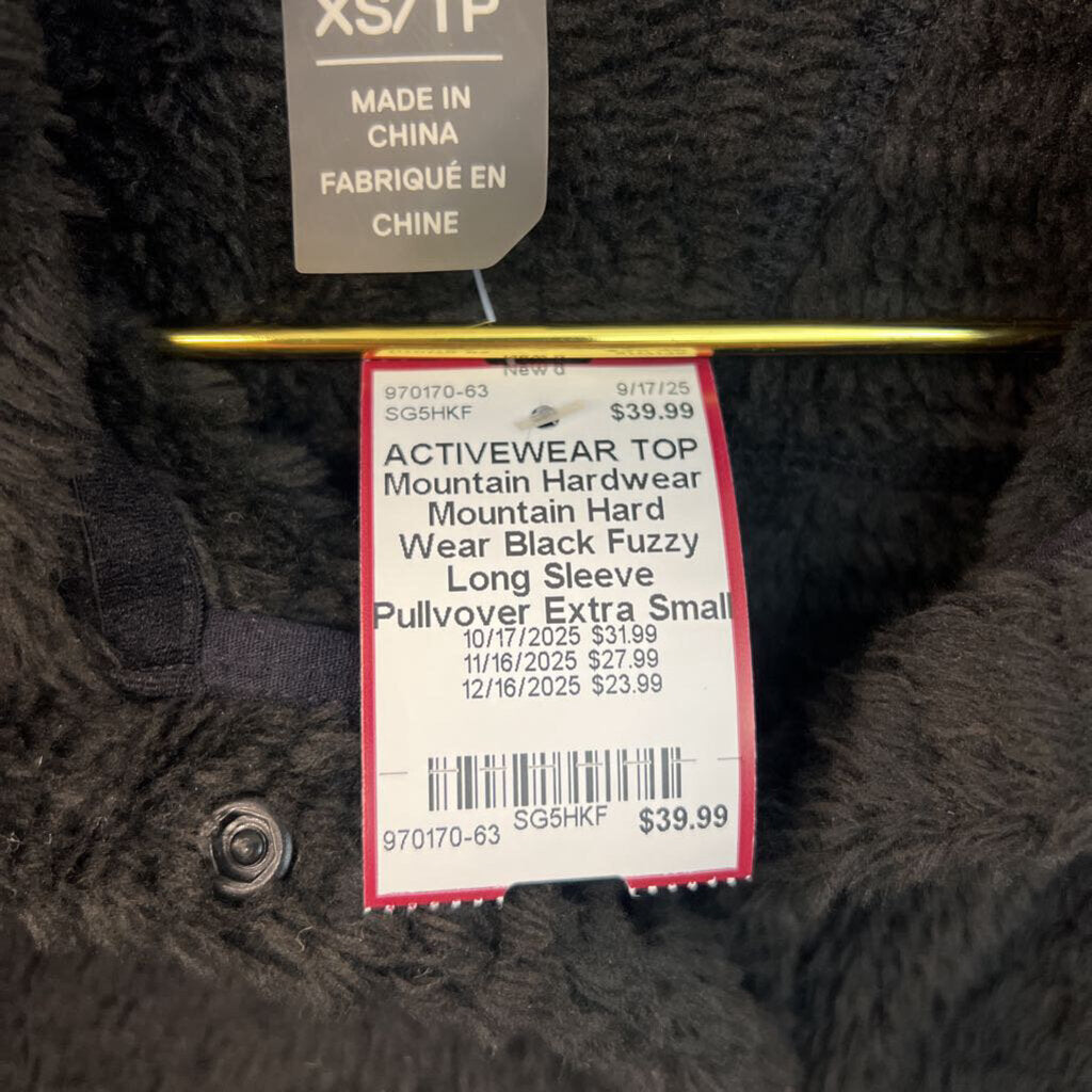 Mountain Hard Wear Black Fuzzy Long Sleeve Pullvover Extra Small
