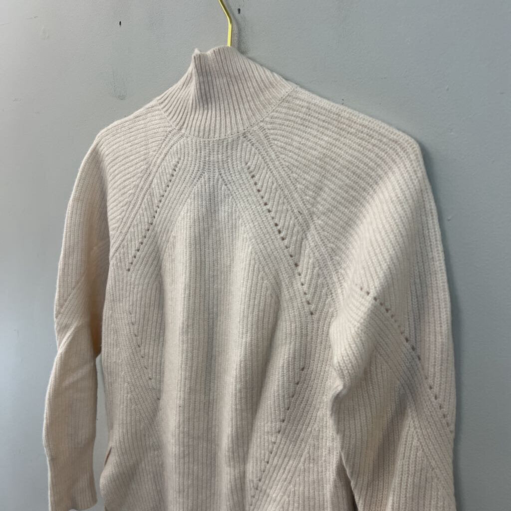 Rebecca Taylor Cream Knit Long Sleeve Tie Side Turtleneck Top Extra Small