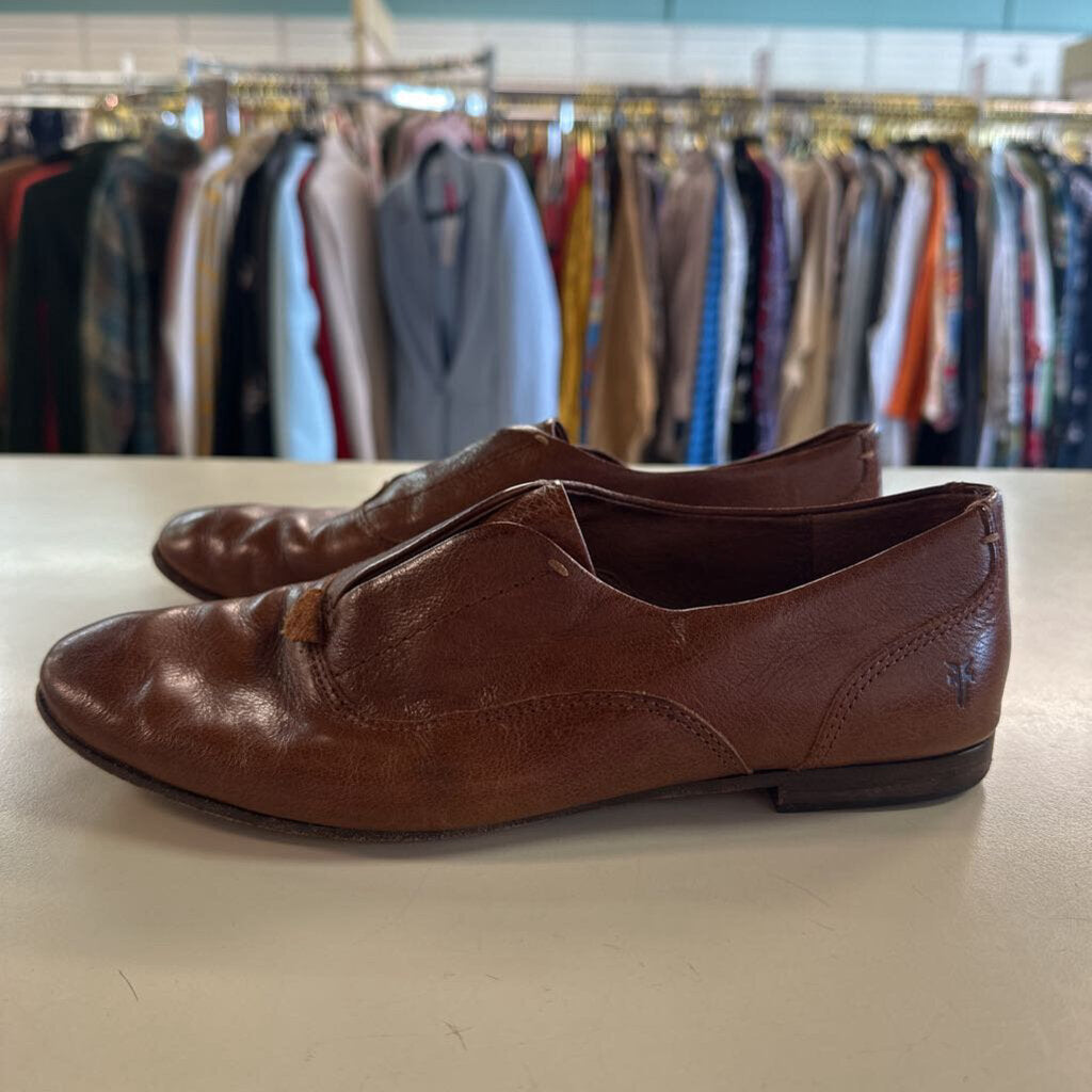 Frye Brown Leather Terri Slip On Shoes 7.5