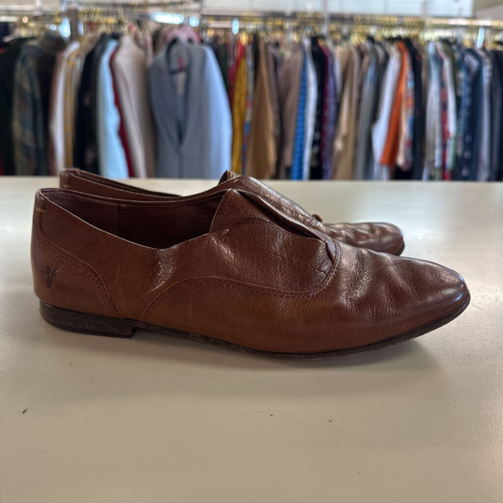 Frye Brown Leather Terri Slip On Shoes 7.5