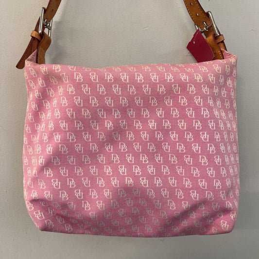 Dooney and Bourke Pink Canvas Signature Print Shoulder Purse