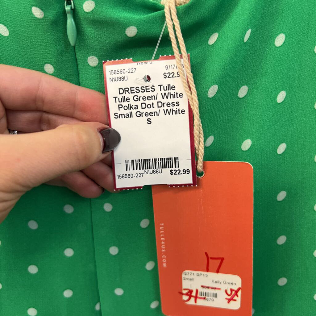 Tulle Green/ White Polka Dot Dress Small