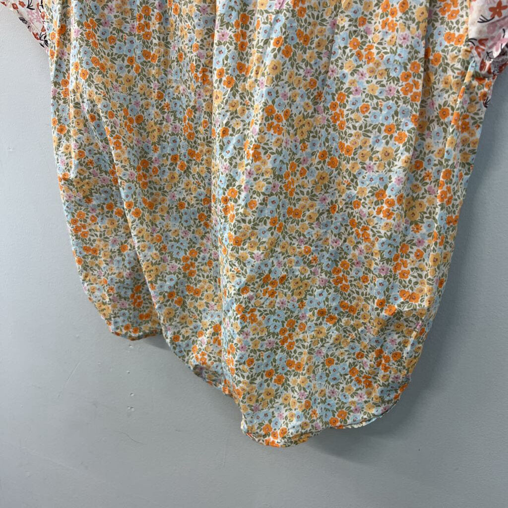 American Eagle Pink Flower Print Short Sleeve Button Down Top Medium