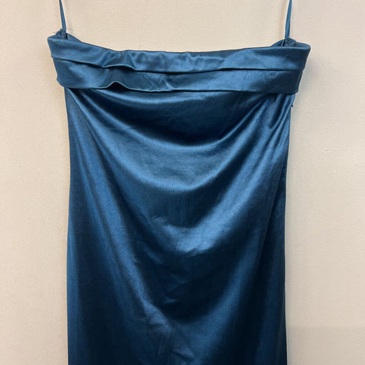 Anrabess Teal Silky Strapless Midi Dress Small