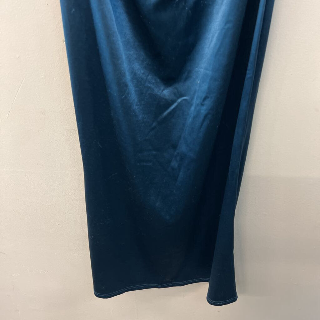 Anrabess Teal Silky Strapless Midi Dress Small
