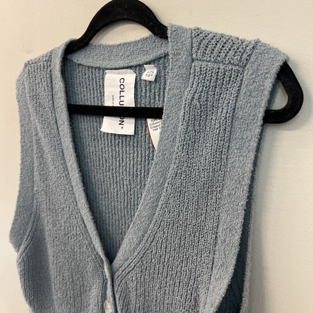 Collusion Blue Knit Cropped Sweater Vest 14