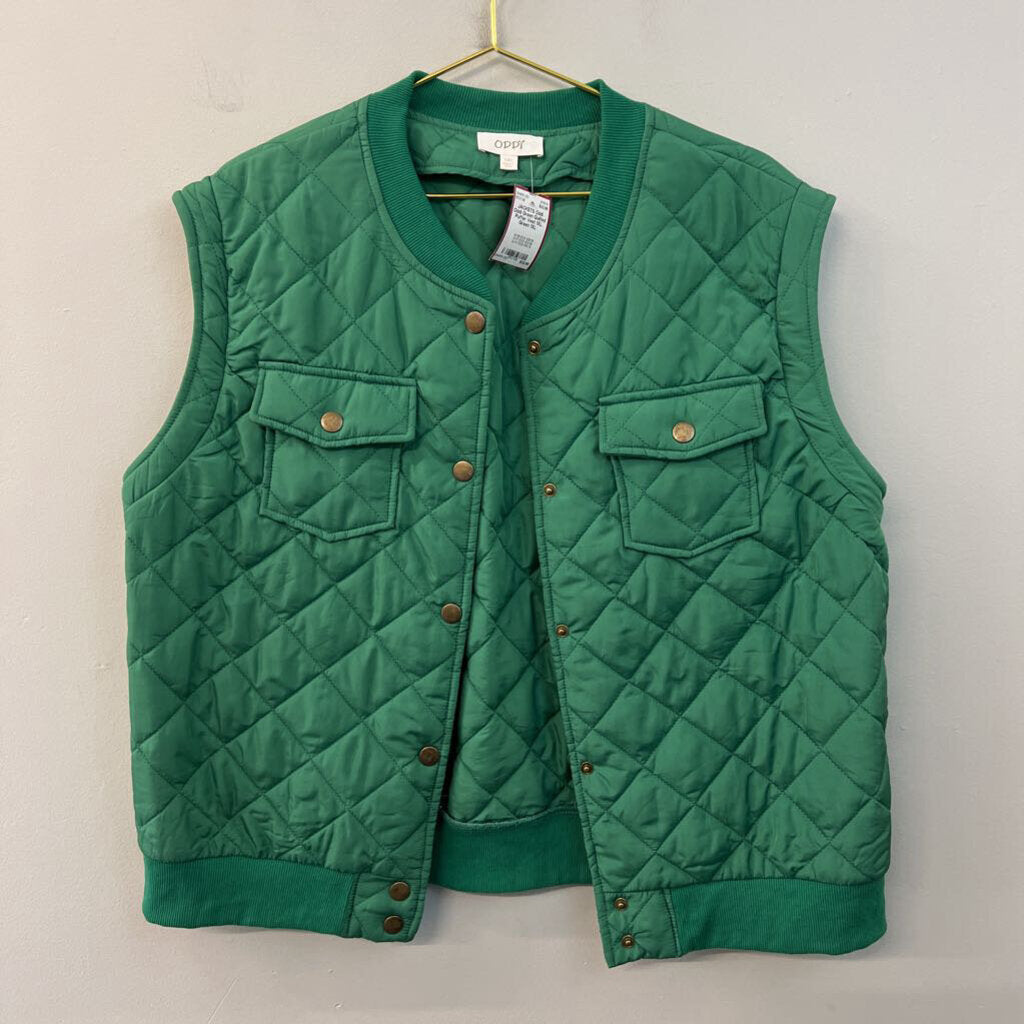 Oddi Green Quilted Puffer Vest 1XL