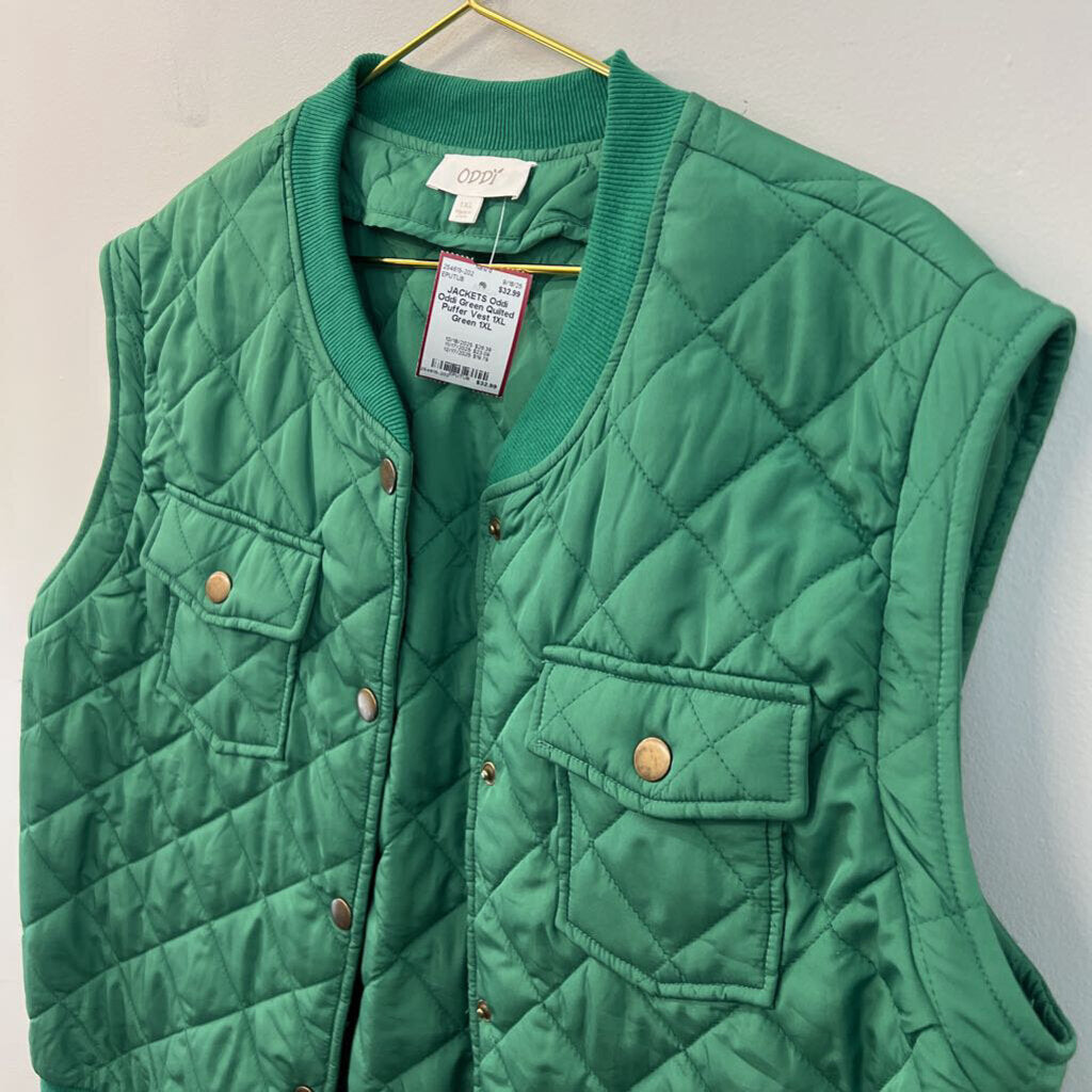 Oddi Green Quilted Puffer Vest 1XL