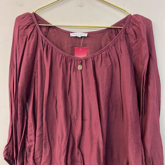 Tempo Paris Burgundy Long Sleeve Top Extra Large