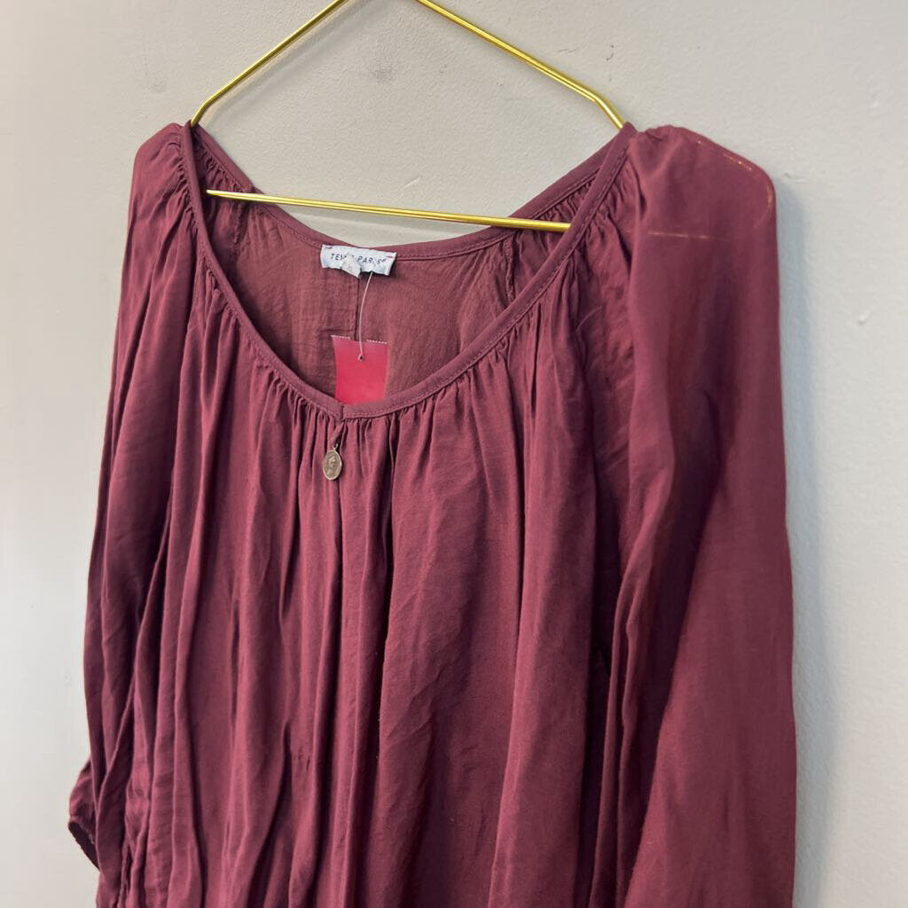 Tempo Paris Burgundy Long Sleeve Top Extra Large