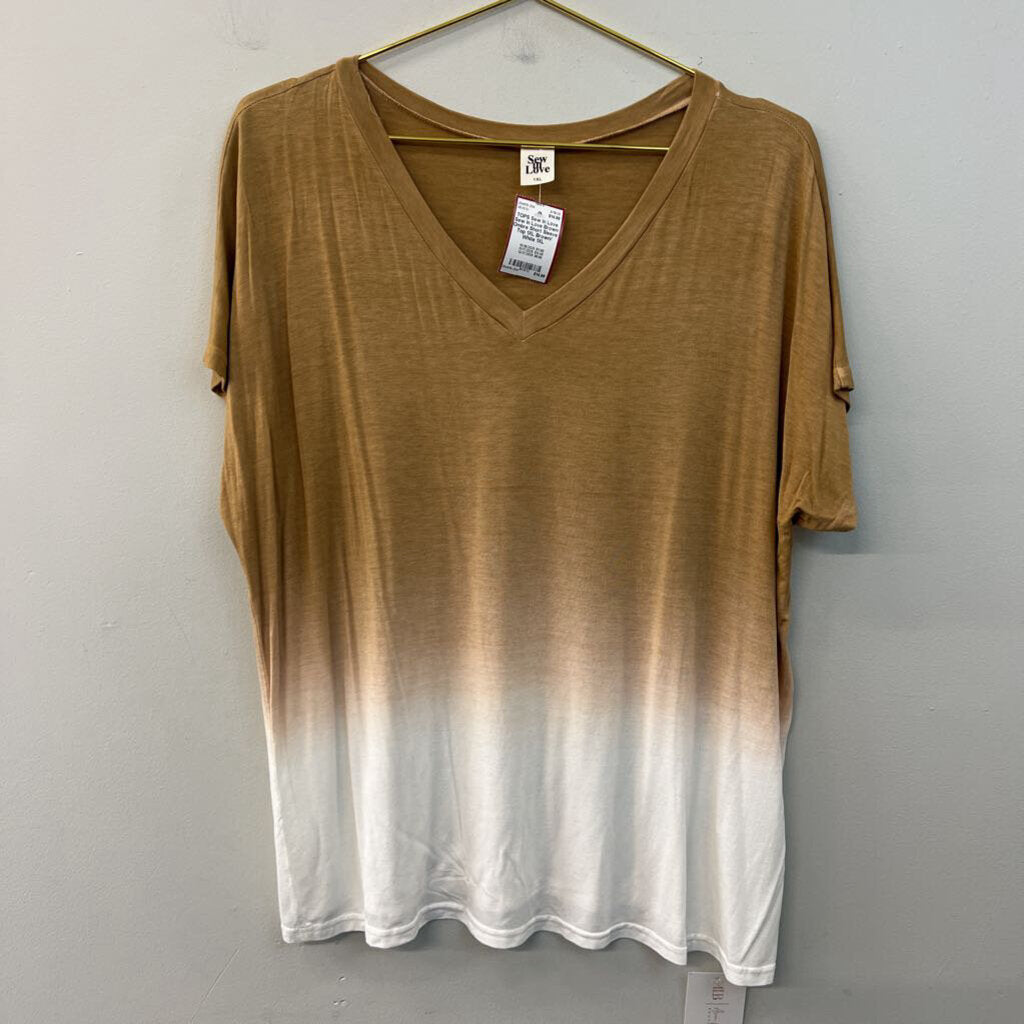 Sew In Love Brown Ombre Short Sleeve Top 1XL