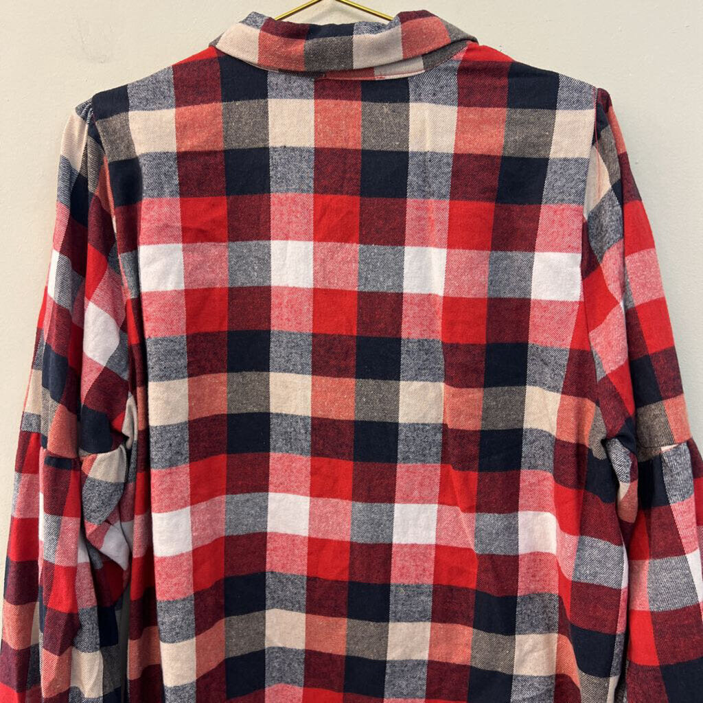 Andree Red/ White Plaid Long Sleeve Top 1X