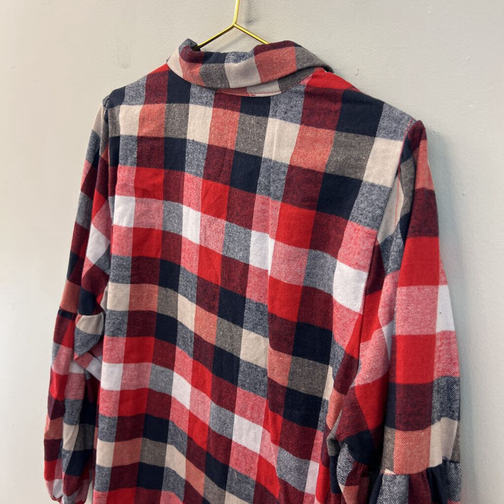Andree Red/ White Plaid Long Sleeve Top 1X