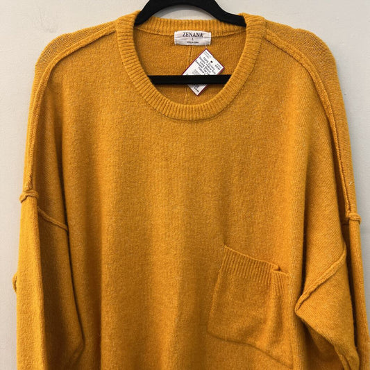 Zenana Yellow Knit Long Sleeve Sweater Top Large
