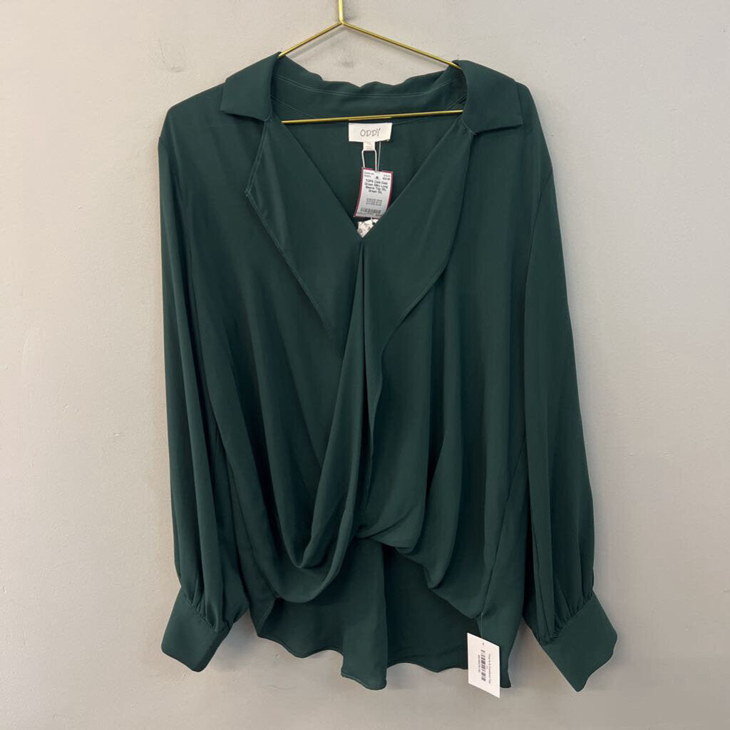 Oddi Green Silky Long Sleeve Top 1XL