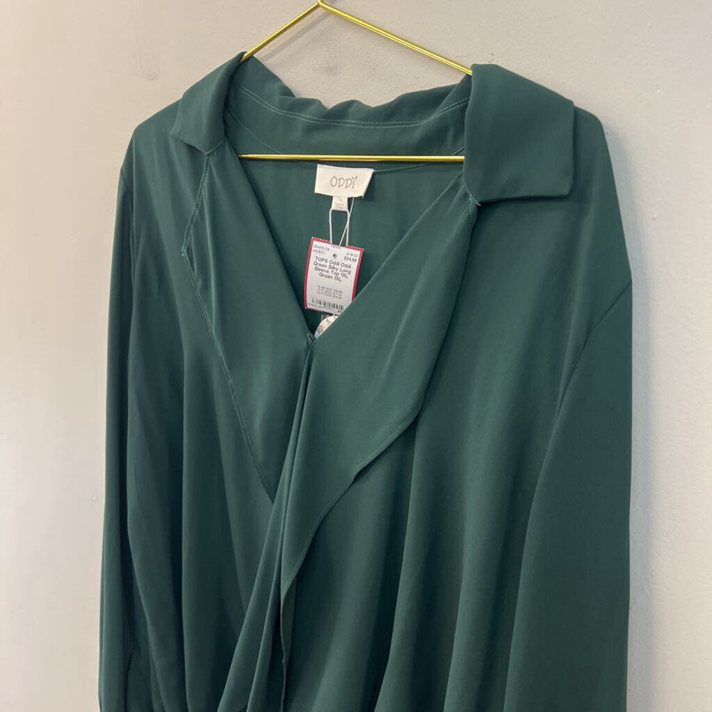 Oddi Green Silky Long Sleeve Top 1XL