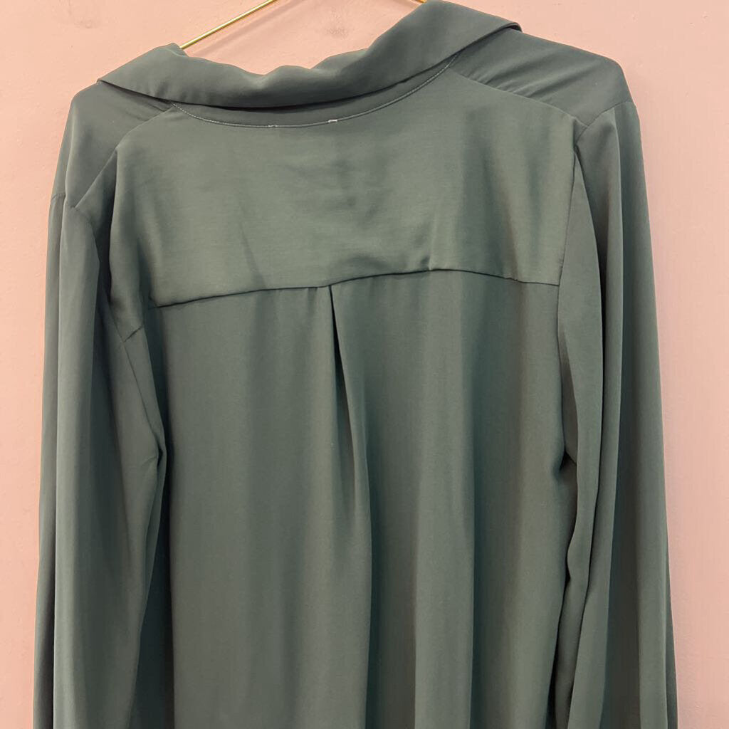 Oddi Green Silky Long Sleeve Top 1XL