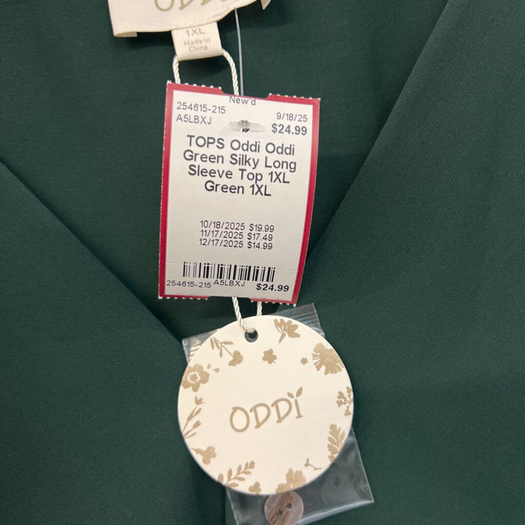 Oddi Green Silky Long Sleeve Top 1XL