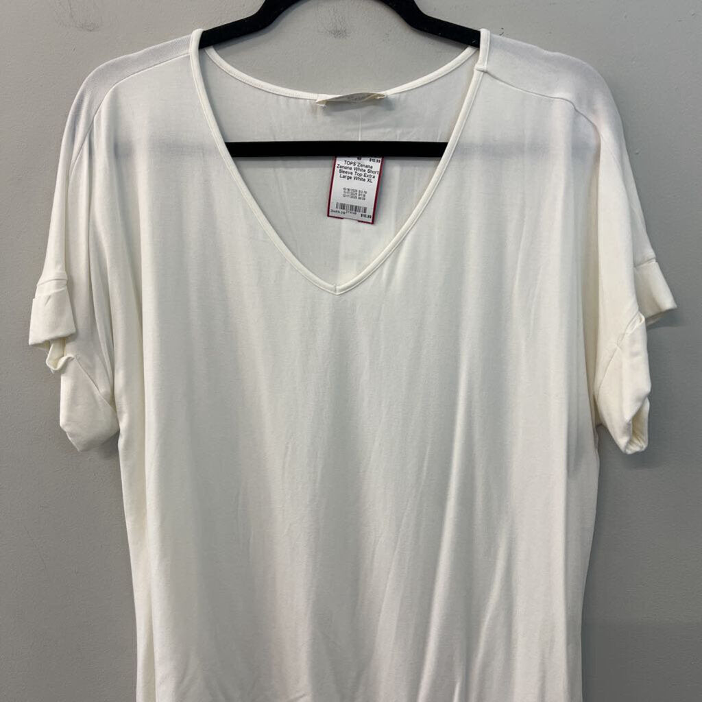 Zenana White Short Sleeve Top Extra Large