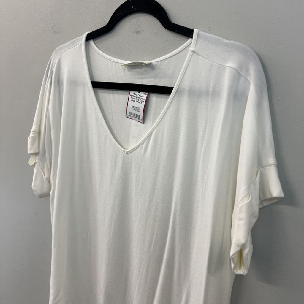Zenana White Short Sleeve Top Extra Large